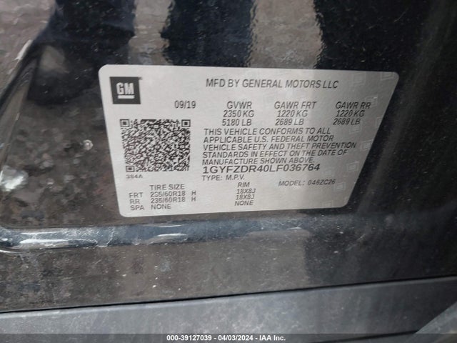 1GYFZDR40LF036764 Cadillac Xt4 Awd Premium Luxury