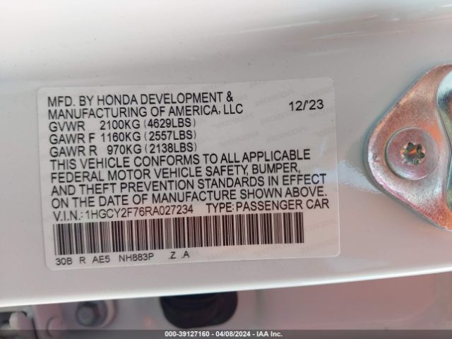 1HGCY2F76RA027234 Honda Accord Hybrid Sport-l