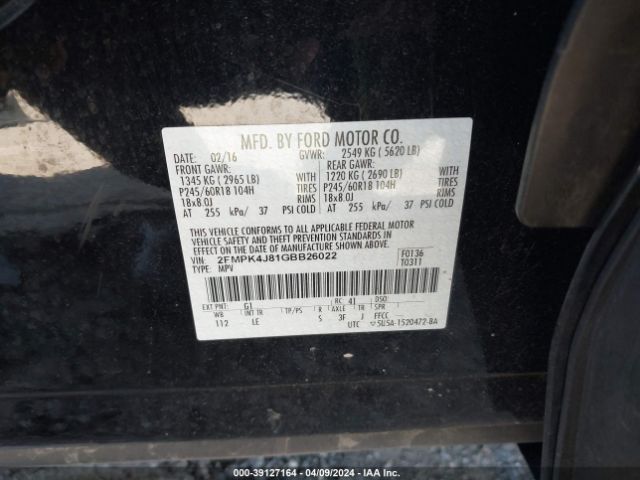 2016 FORD EDGE 2FMPK4J81GBB26022 Photo 8