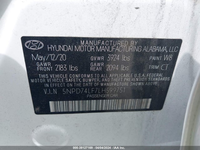 Hyundai ELANTRA SE 2020 5NPD74LF7LH599751 Image 9