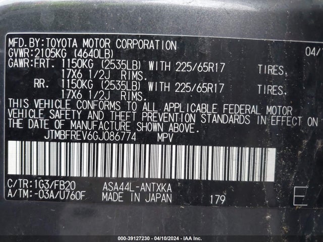 Toyota RAV4 LE 2016 JTMBFREV6GJ086774 Image 9