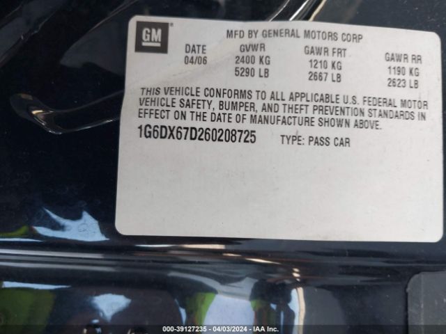 2006 CADILLAC STS-V 1G6DX67D260208725 Photo 8