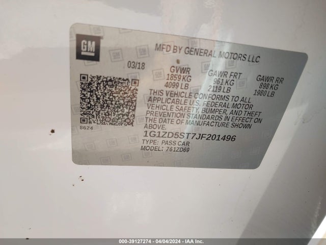 Chevrolet MALIBU LT 2018 1G1ZD5ST7JF201496 Image 9