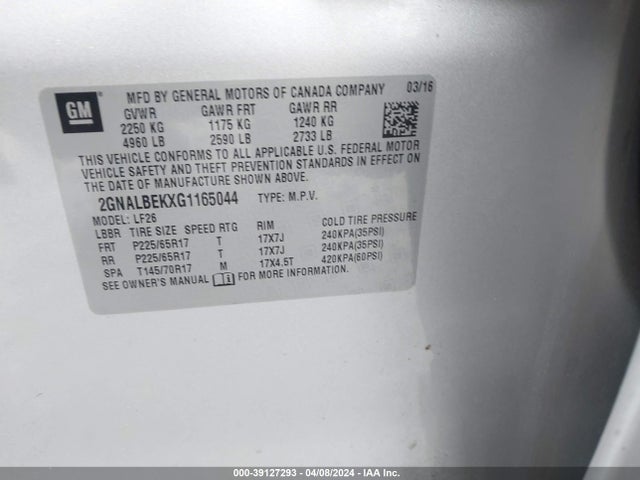 Chevrolet EQUINOX LS 2016 2GNALBEKXG1165044 Image 9