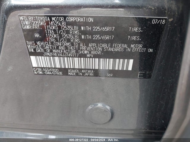 Toyota RAV4 LE 2018 JTMZFREV4JJ749717 Image 9