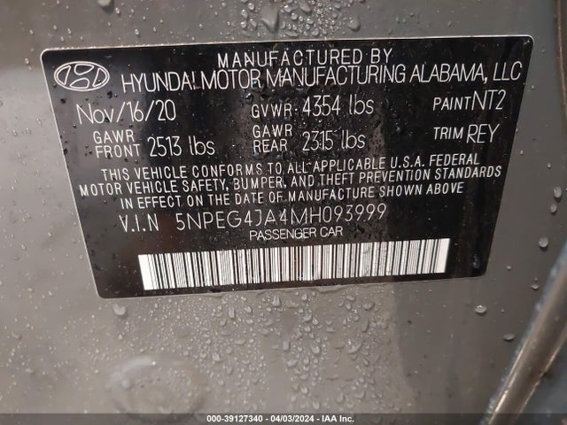 Hyundai SONATA SE 2021 5NPEG4JA4MH093999 Image 9