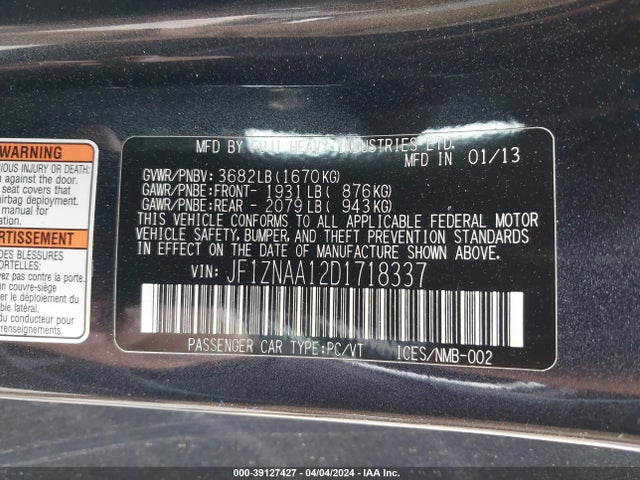Продажа на аукционе авто 2013 Toyota Scion Fr-s, vin: JF1ZNAA12D1718337, номер лота: 39127427