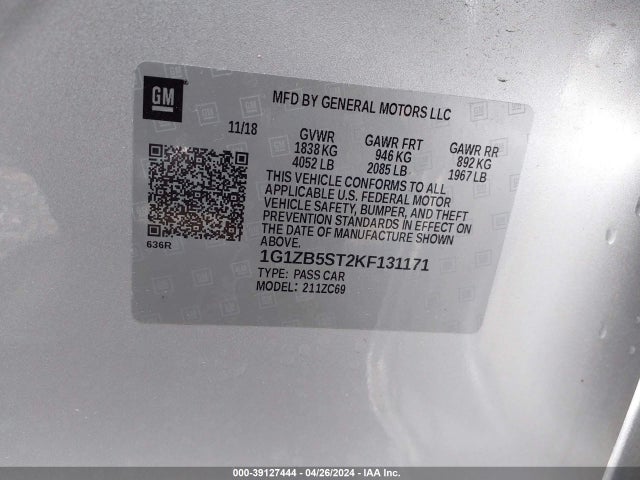 Chevrolet Malibu 1ls 2019 1G1ZB5ST2KF131171 Image 9