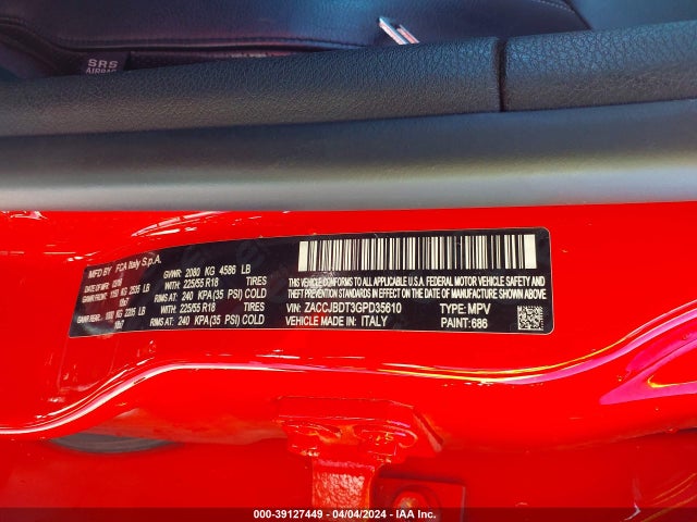 ZACCJBDT3GPD35610 Jeep Renegade Limited