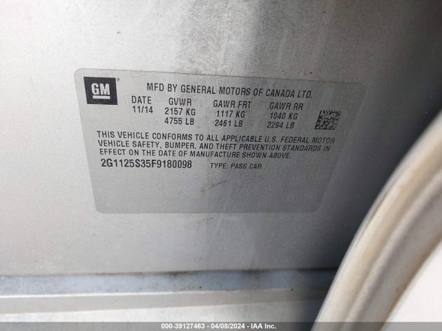 Chevrolet Impala 2lt 2015 2G1125S35F9180098 Image 9