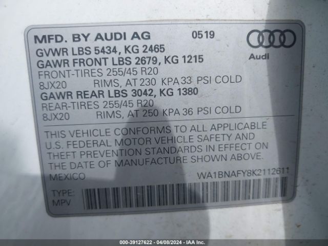 WA1BNAFY8K2112611 Audi Q5 45 Premium