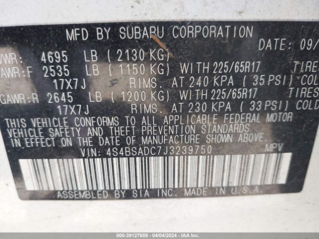 4S4BSADC7J3239750 Subaru Outback 2.5i Premium