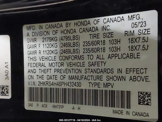 Honda Cr-v Ex Awd 2023 2HKRS4H46PH432430 Image 9