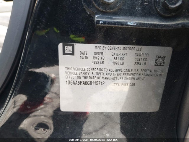 1G6AA5RA6G0115712 Cadillac Ats Standard