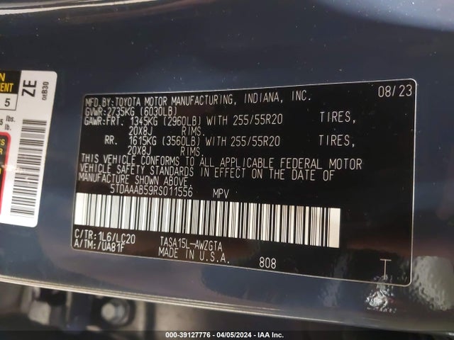 Toyota Grand Highlander Limited 2024 5TDAAAB59RS011556 Image 9