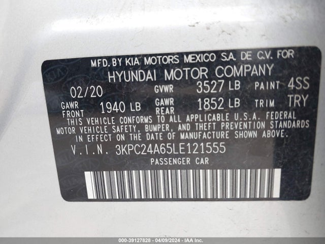 Hyundai ACCENT SE 2020 3KPC24A65LE121555 Image 9