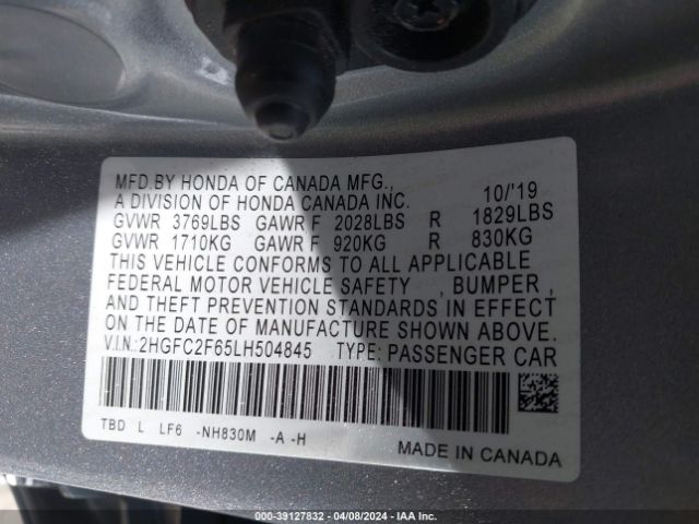 2HGFC2F65LH504845 Honda Civic Lx