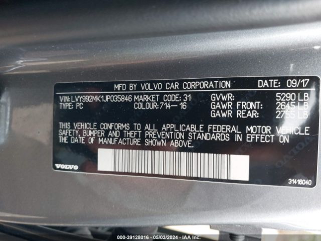 LVY992MK1JP035846 Volvo S90 T6 Momentum