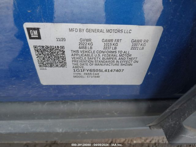 1G1FY6S05L4147407 Chevrolet Bolt Ev Fwd Lt