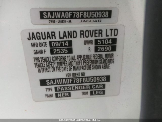 SAJWA0F78F8U50938 Jaguar Xf 3.0 Portfolio/3.0 Sport