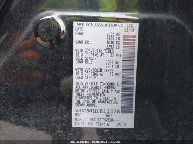 Nissan Rogue Sl 2014 5N1AT2MT1EC811528 Image 9