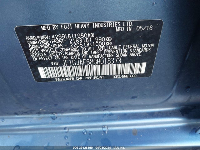 JF1GJAF68GH018373 Subaru Impreza 2.0i Premium