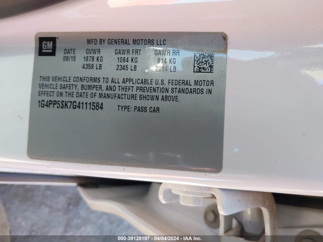 Buick Verano 2016 1G4PP5SK7G4111584 Image 9