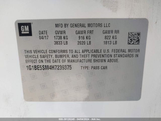 1G1BE5SM4H7239375 Chevrolet Cruze Lt Auto