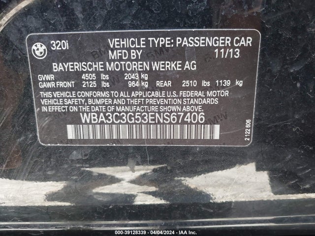 WBA3C3G53ENS67406 BMW 320i Xdrive