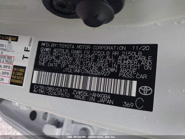 Toyota Prius Xle Awd-e 2021 JTDL9MFU7M3026927 Image 9