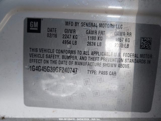 1G4G45G39GF240747 Buick Lacrosse Sport Touring