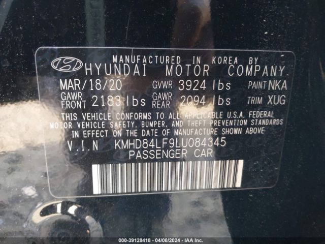 KMHD84LF9LU084345 Hyundai Elantra Value Edition