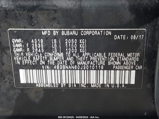 Subaru Legacy 2.5i Limited 2018 4S3BNAN60J3010119 Image 9