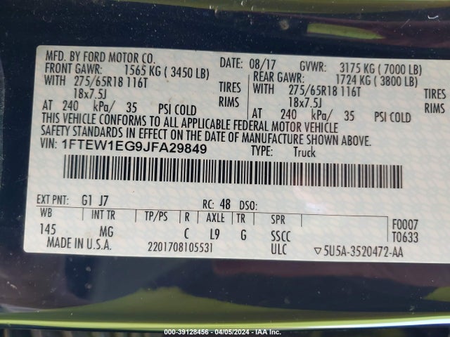 Ford F-150 Xlt 2018 1FTEW1EG9JFA29849 Image 9