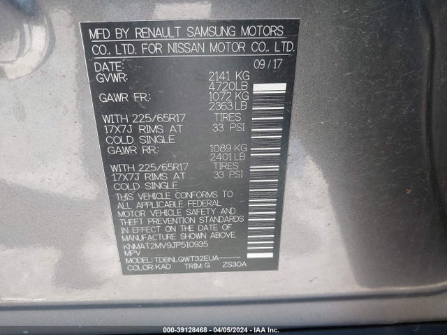Nissan ROGUE SV 2018 KNMAT2MV9JP510935 Image 9