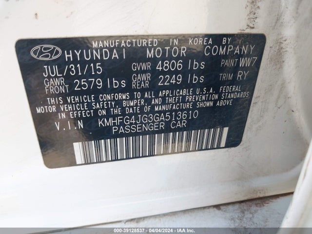 Hyundai Azera 2016 KMHFG4JG3GA513610 Image 9