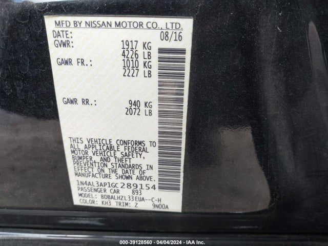 Nissan Altima 2.5 Sr 2016 1N4AL3AP1GC289154 Image 9