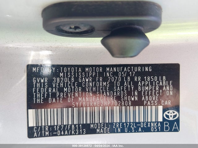 Toyota COROLLA LE 2017 5YFBURHE2HP702808 Image 9