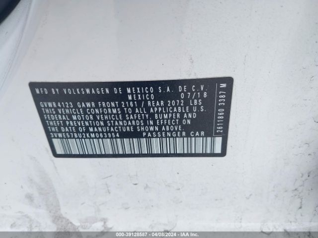 3VWE57BU2KM063954 Volkswagen Jetta 1.4t Sel