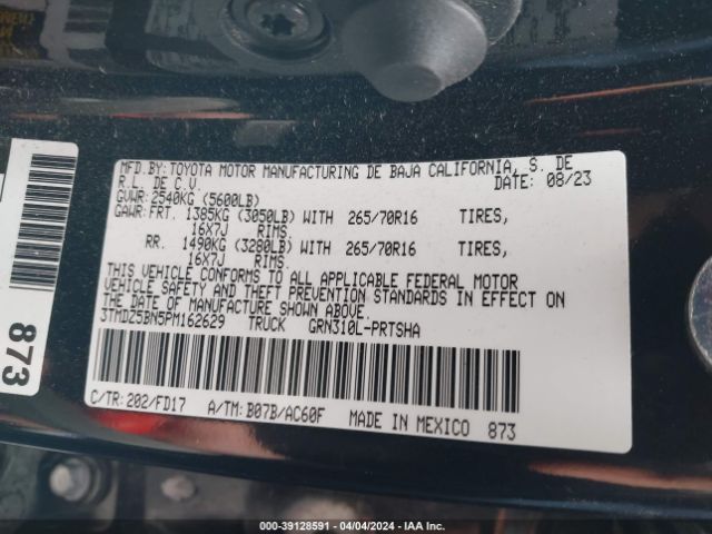 3TMDZ5BN5PM162629 Toyota Tacoma Trd Off Road