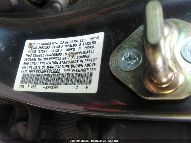 Honda Civic Lx 2015 19XFB2E58FE012062 Image 9