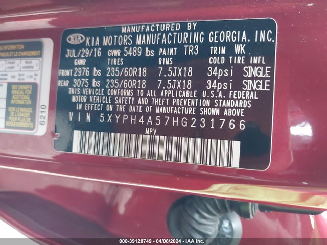 KIA Sorento 3.3l Ex 2017 5XYPH4A57HG231766 Image 9