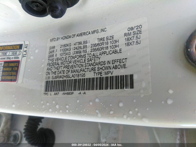 Honda Cr-v Awd Ex 2020 5J6RW2H55LA018195 Image 9
