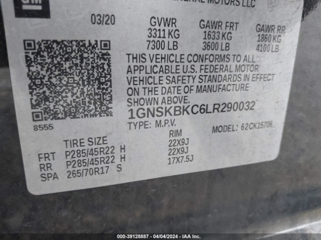 1GNSKBKC6LR290032 Chevrolet Tahoe 4wd Lt
