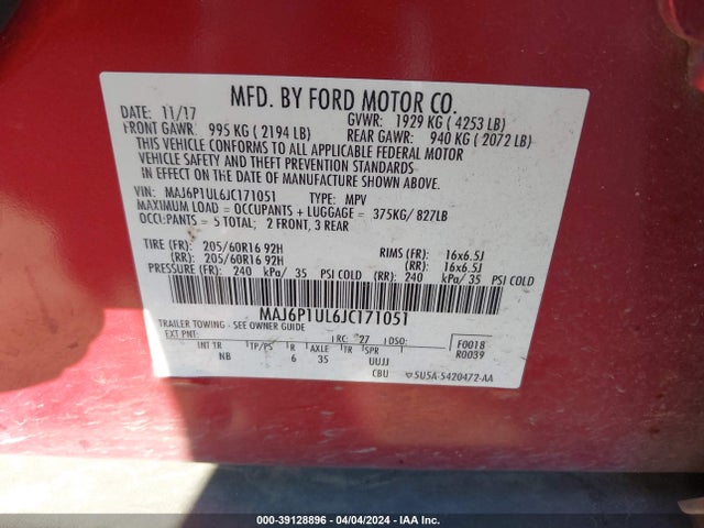 Ford Ecosport Se 2018 MAJ6P1UL6JC171051 Image 9