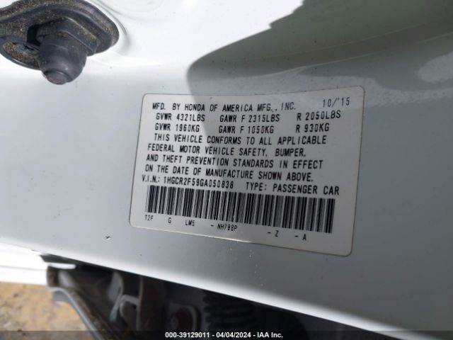 1HGCR2F59GA050838 Honda Accord Sport