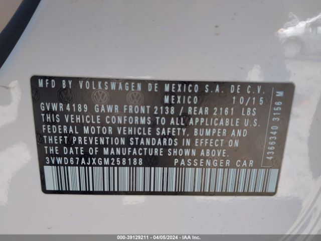 3VWD67AJXGM258188 Volkswagen Jetta 1.4t Se