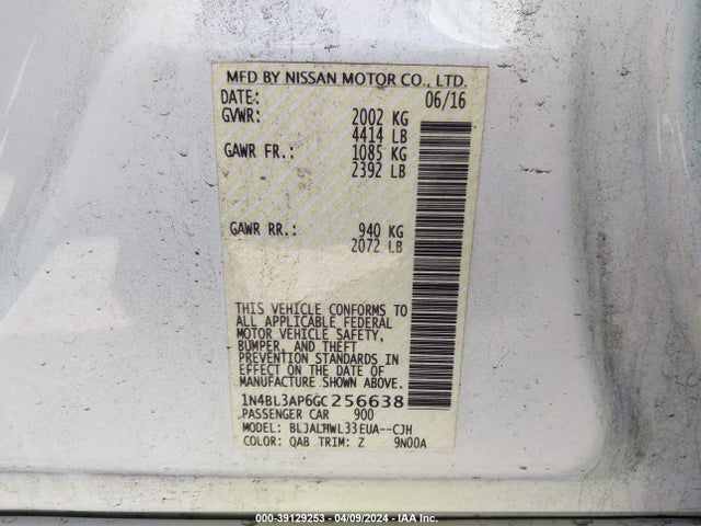Nissan Altima 3.5 Sr 2016 1N4BL3AP6GC256638 Image 9