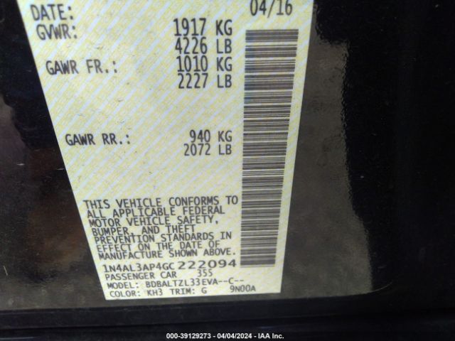 1N4AL3AP4GC222094 Nissan Altima 2.5 Sl