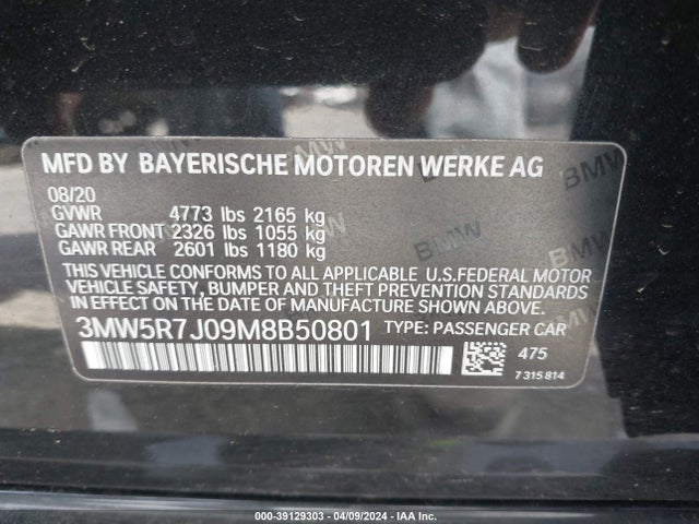 3MW5R7J09M8B50801 BMW 330i Xdrive